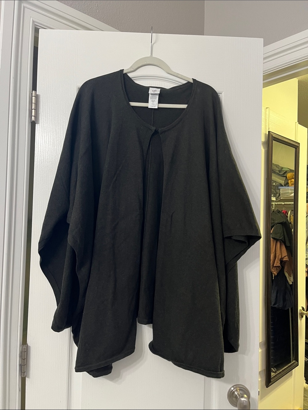 CAbi Brownish Black Draped Poncho-Style Sweater